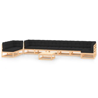 10-delige Loungeset met antracietkleurige kussens grenenhout