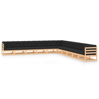 11-delige Loungeset met antracietkleurige kussens grenenhout