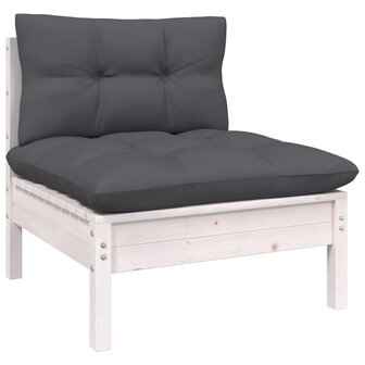 13-delige Loungeset met kussens massief grenenhout wit