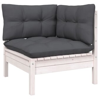 13-delige Loungeset met kussens massief grenenhout wit