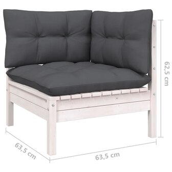 13-delige Loungeset met kussens massief grenenhout wit