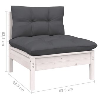 13-delige Loungeset met kussens massief grenenhout wit