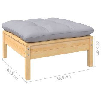 9-delige Loungeset met grijze kussens grenenhout