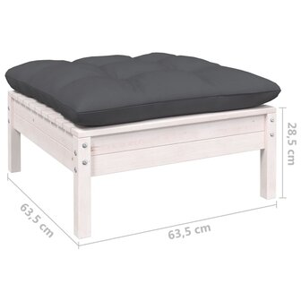 9-delige Loungeset met kussens grenenhout wit