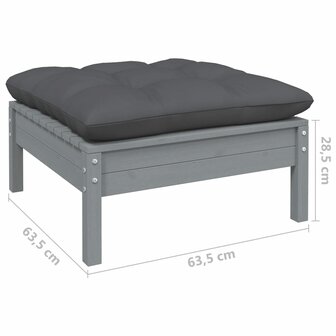 9-delige Loungeset met kussens grenenhout grijs