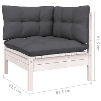 10-delige Loungeset met kussens grenenhout wit