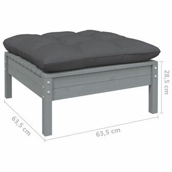 11-delige Loungeset met kussens grenenhout grijs