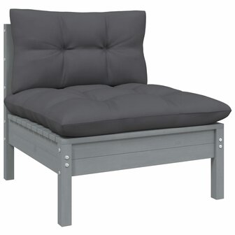 11-delige Loungeset met kussens grenenhout grijs