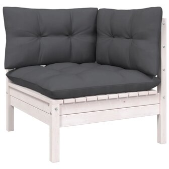 11-delige Loungeset met kussens grenenhout wit
