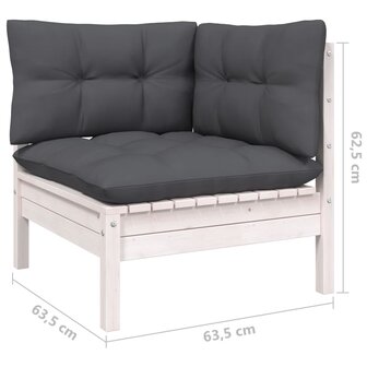 11-delige Loungeset met kussens grenenhout wit