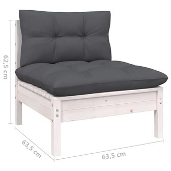 11-delige Loungeset met kussens grenenhout wit