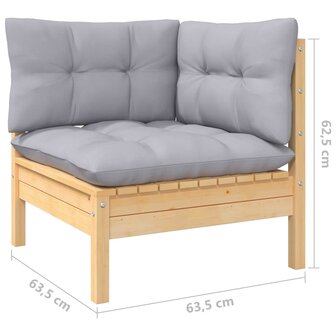 12-delige Loungeset met grijze kussens grenenhout