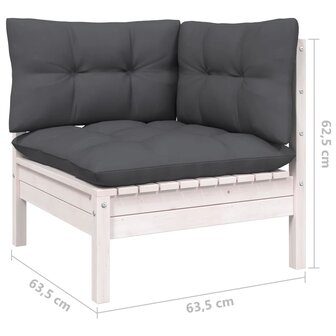 11-delige Loungeset met kussens grenenhout wit