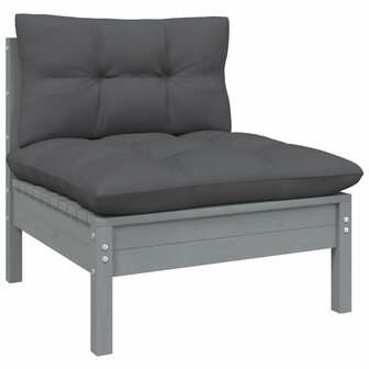 11-delige Loungeset met kussens grenenhout grijs