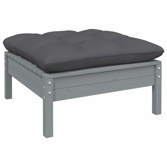 11-delige Loungeset met kussens grenenhout grijs