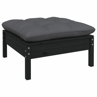 11-delige Loungeset met kussens grenenhout zwart