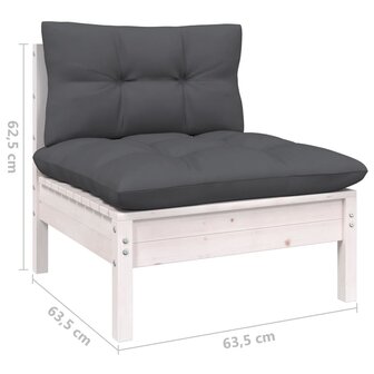 12-delige Loungeset met kussens grenenhout wit