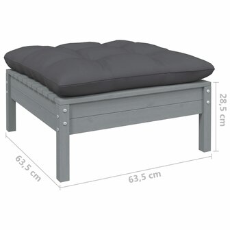 13-delige Loungeset met kussens grenenhout grijs