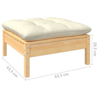 6-delige Loungeset met cr&egrave;mekleurige kussens grenenhout