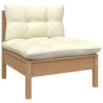 6-delige Loungeset met kussens grenenhout honingbruin