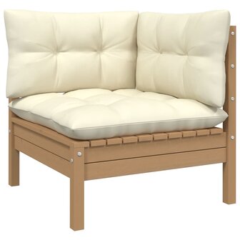 6-delige Loungeset met kussens grenenhout honingbruin