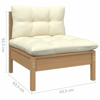 6-delige Loungeset met kussens grenenhout honingbruin