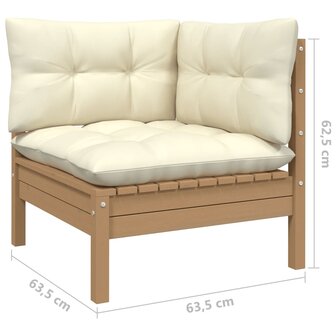 6-delige Loungeset met kussens grenenhout honingbruin