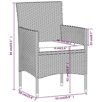 5-delige Tuinset met kussens zwart
