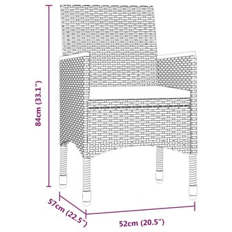 3-delige Tuinset met kussens zwart