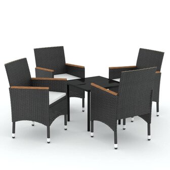 5-delige Tuinset met kussens zwart