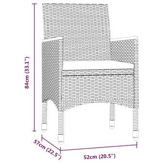 5-delige Tuinset met kussens zwart