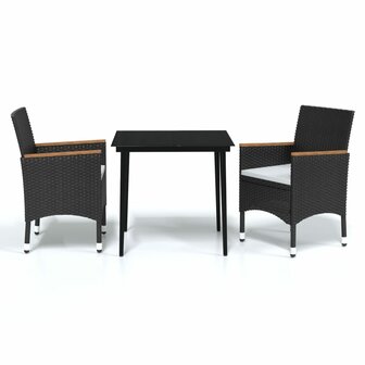 3-delige Tuinset met kussens zwart