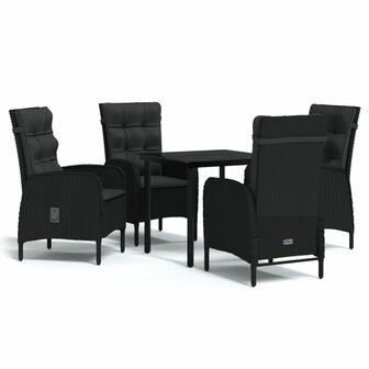 5-delige Tuinset met kussens zwart