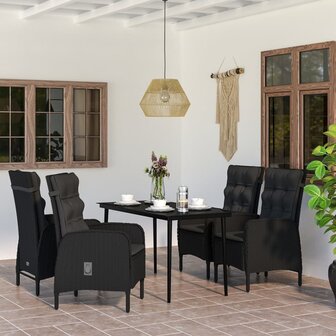 5-delige Tuinset met kussens zwart