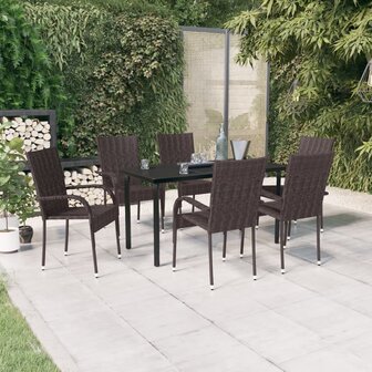 7-delige Tuinset bruin en zwart