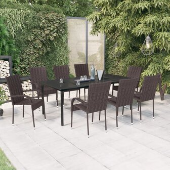 9-delige Tuinset bruin en zwart