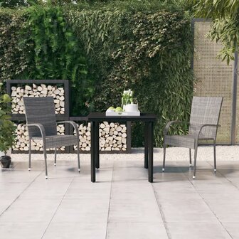 3-delige Tuinset grijs en zwart