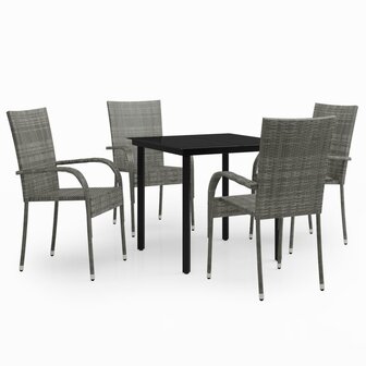 5-delige Tuinset grijs en zwart