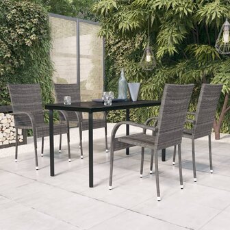 5-delige Tuinset grijs en zwart