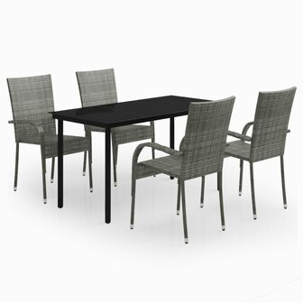 5-delige Tuinset grijs en zwart