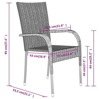 7-delige Tuinset grijs en zwart