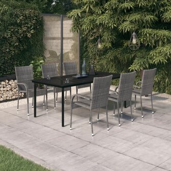 7-delige Tuinset grijs en zwart