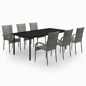 7-delige Tuinset grijs en zwart