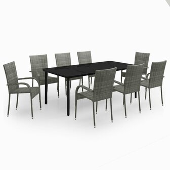 9-delige Tuinset grijs en zwart