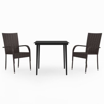 3-delige Tuinset bruin en zwart