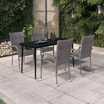 5-delige Tuinset grijs en zwart