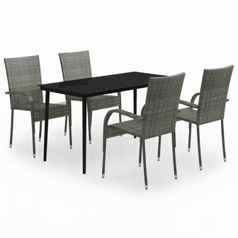 5-delige Tuinset grijs en zwart