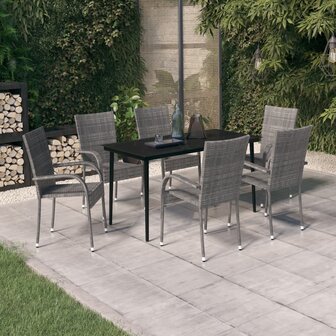 7-delige Tuinset grijs en zwart