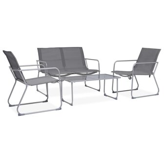 4-delige Loungeset stof en staal grijs