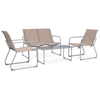 4-delige Loungeset stof en staal taupe